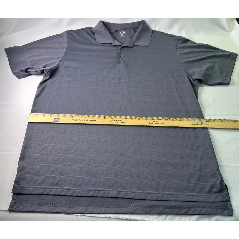 Adidas Golf Men's Gray Striped‎ Polo Shirt 2XL Short Sleeve Performance Top